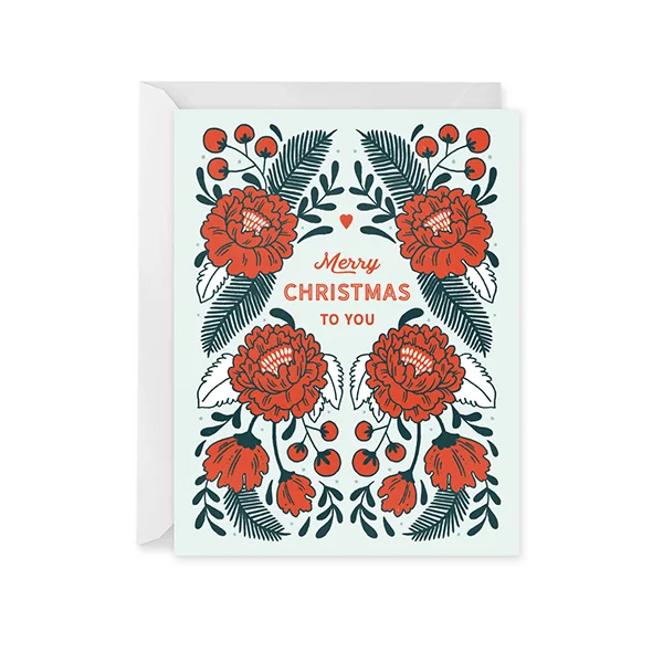 Christmas Joy Christmas Rose Holiday Card