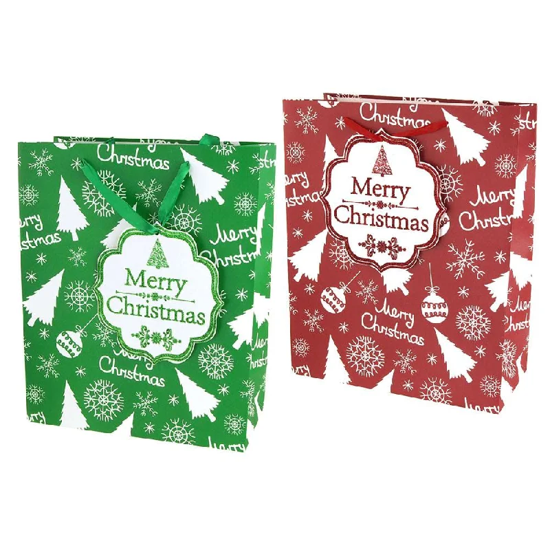 Christmas Cookies Christmas Snowflake Glitter Gift Bags, 12-1/2-Inch, 2-Piece
