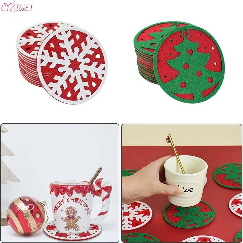 Holiday Treats Christmas Snowflake Shape Cup Mat Dinner Table