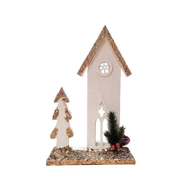 Christmas Bells Christmas Wooden Church LED Lamp