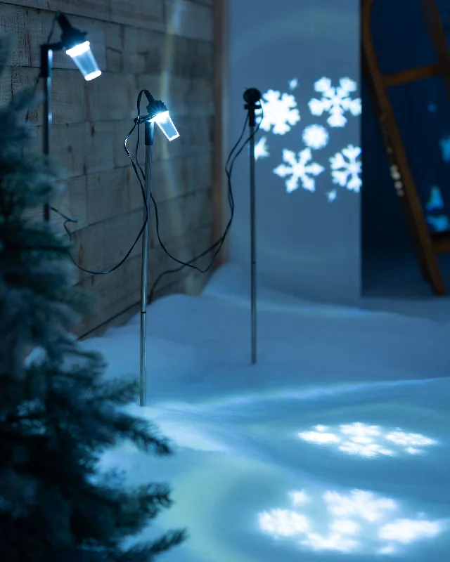 Christmas Market Set of 3 LED Snowflake Projector Lights, 72 cm