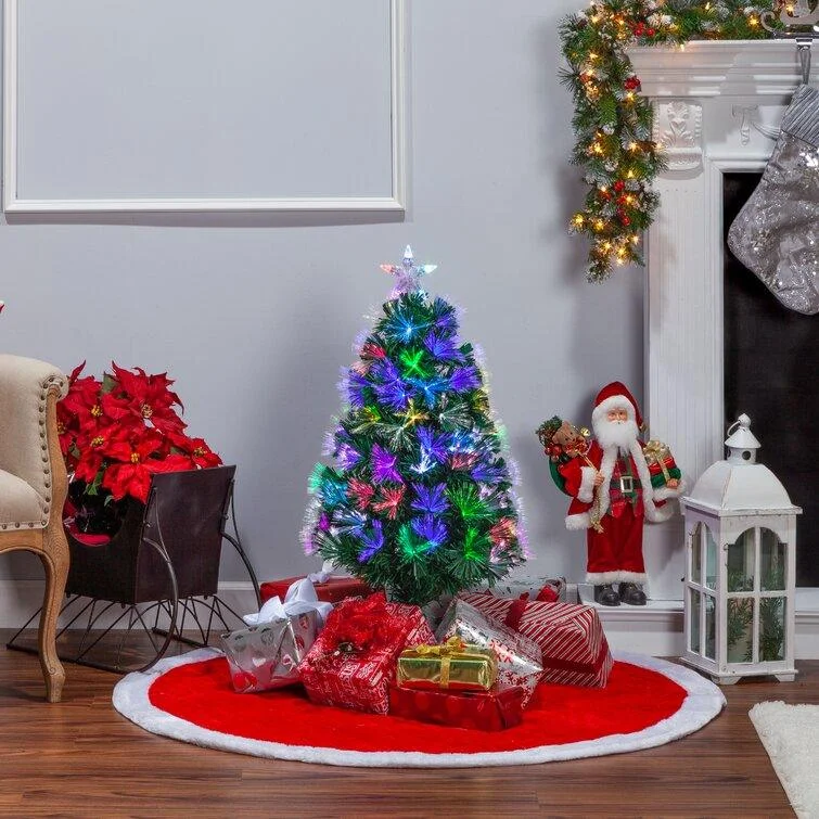 Christmas Star Decoration Color-Changing Fiber Optic 3 Ft Tree, Garland, And Wreath Set With Multi-Colored Led Lights Christmas Star Decoration Color-Changing Fiber Optic 3 Ft Tree, Garland, And Wreath Set With Multi-Colored Led Lights