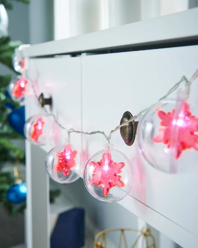 Christmas Advent Calendar Snowflake Bauble LED Light String, Red, 1.8 m