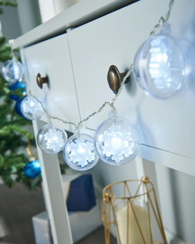 Christmas Magical Moments Snowflake Bauble LED Light String, White, 1.8 m