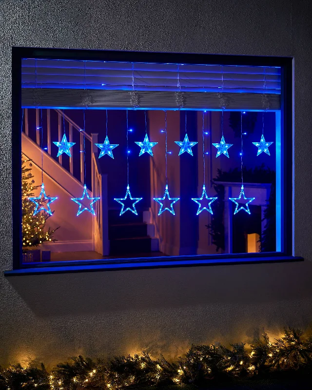 Christmas Cinnamon Scent Flashing Star Curtain Net Light, Blue, 2 m