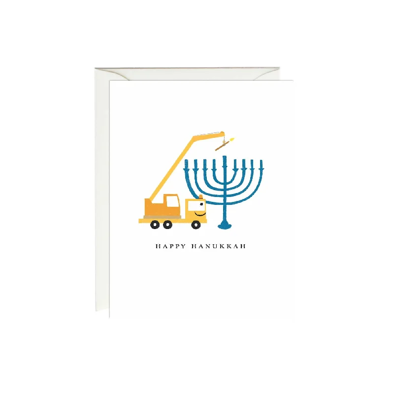 Christmas Cocoa Crane and Menorah Hanukkah Card