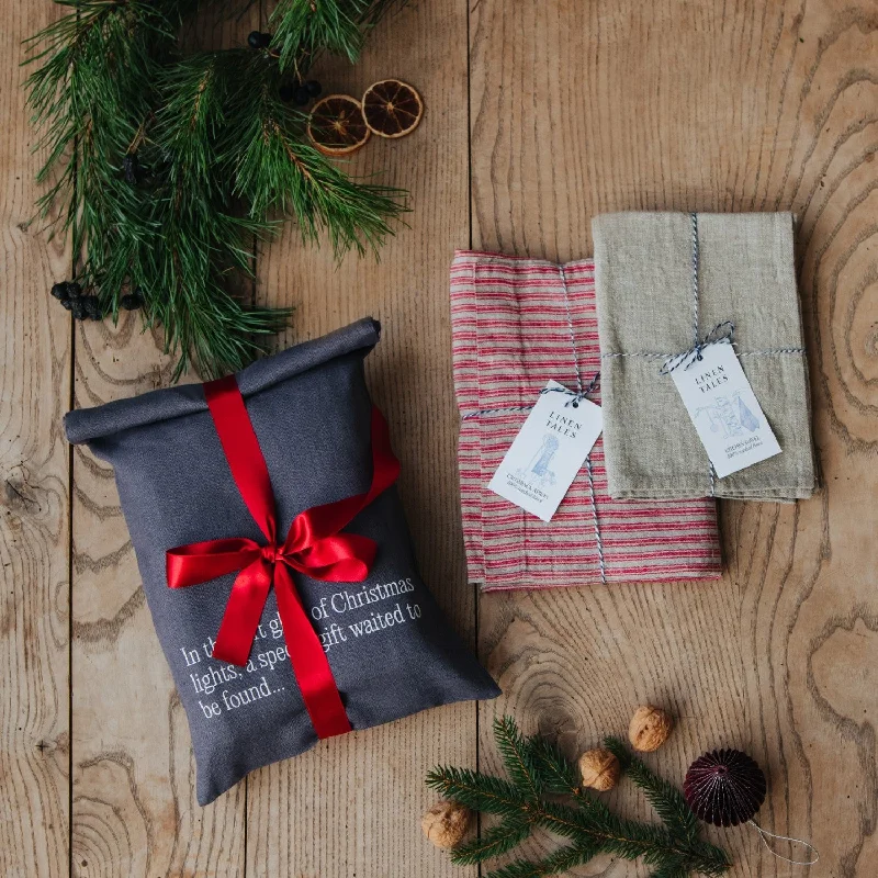 Christmas Mistletoe Crossback Apron + Kitchen Towel + Gift Bag