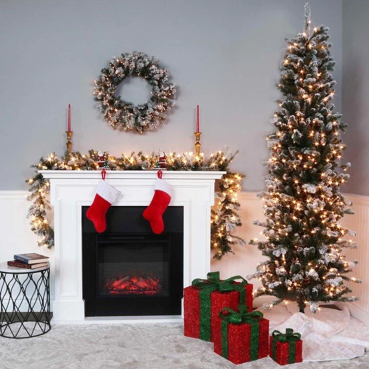 Christmas Gift Baskets Customizable Christmas Tree & Greenery Set Snowy Sheffield Spruce with Clear Lights Christmas Gift Baskets Customizable Christmas Tree & Greenery Set Snowy Sheffield Spruce with Clear Lights