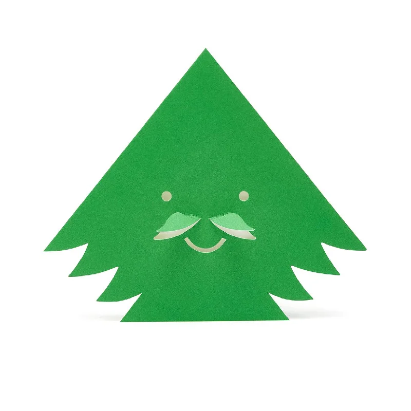 Christmas Dinner Mustache Tree Die-Cut Holiday Greeting Card