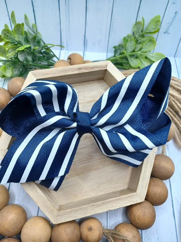 Christmas Bells Dark Blue & White Striped Hair Accessory