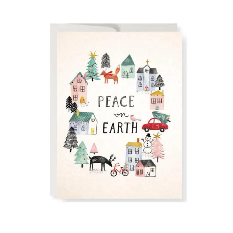 Christmas Wreath Making Circle Holiday Village Christmas Boxed Cards