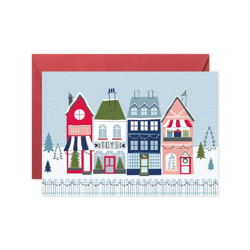 Christmas Red And Green Merry Main Street Christmas Card
