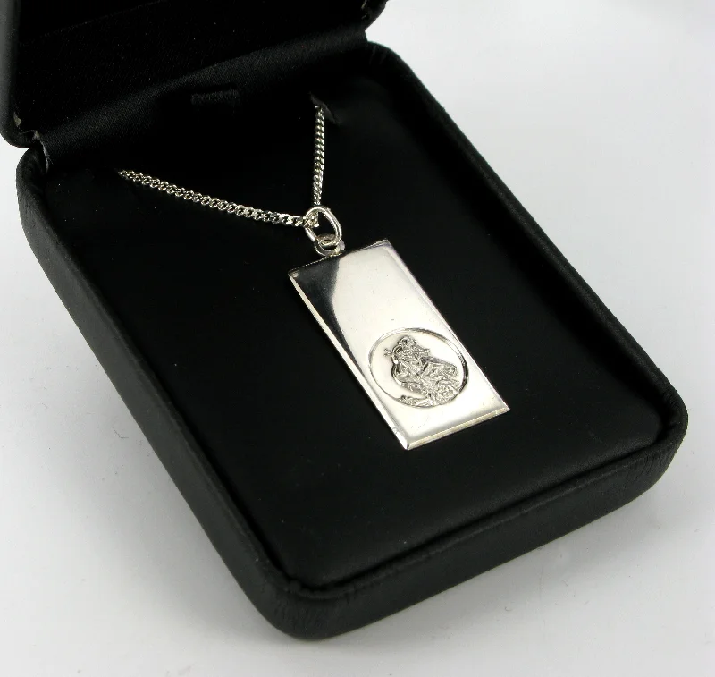 Christmas Candy Gift Dog Tag Saint Christopher with 20" Curb Chain & Presentation Box