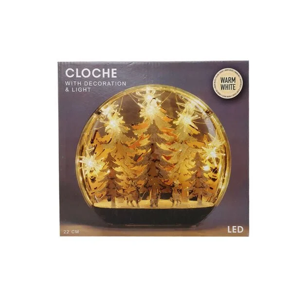 Christmas Music Dome Oval Wooden LED Decoration 22cm