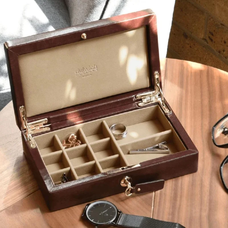 Christmas Ice Skating Dulwich Designs Windsor Brown Leather Cufflink Box 71211