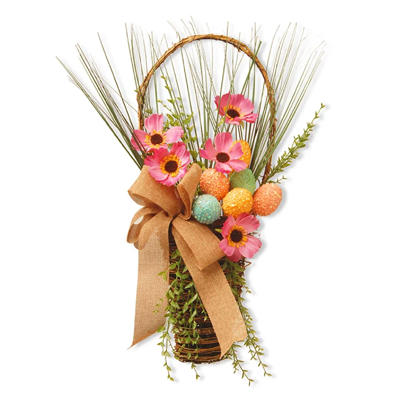 Christmas Stocking Fillers Stuffed Hanging Wall Basket, Wicker, Stuffed with Pastel Eggs, Ribbon, Flower Blooms, Easter Collection, 23 Inches Christmas Stocking Fillers Stuffed Hanging Wall Basket, Wicker, Stuffed with Pastel Eggs, Ribbon, Flower Blooms, Easter Collection, 23 Inches