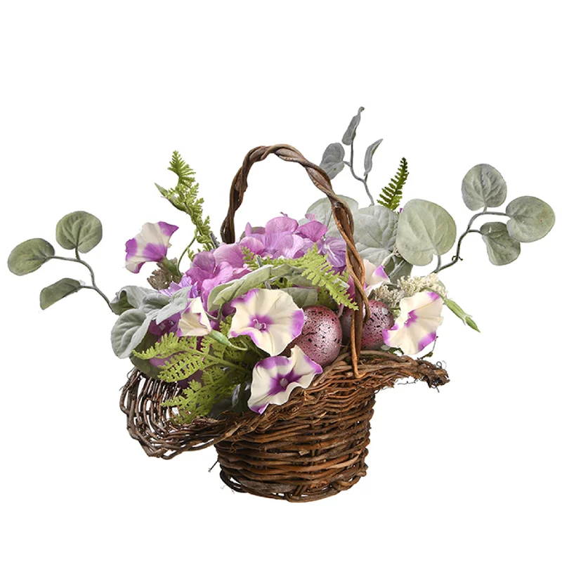 Christmas Party Artificial Wicker Spring Basket, White, Filled with Eggs, Leaves, Flower Blooms, Easter Collection, 16 Inches Christmas Party Artificial Wicker Spring Basket, White, Filled with Eggs, Leaves, Flower Blooms, Easter Collection, 16 Inches
