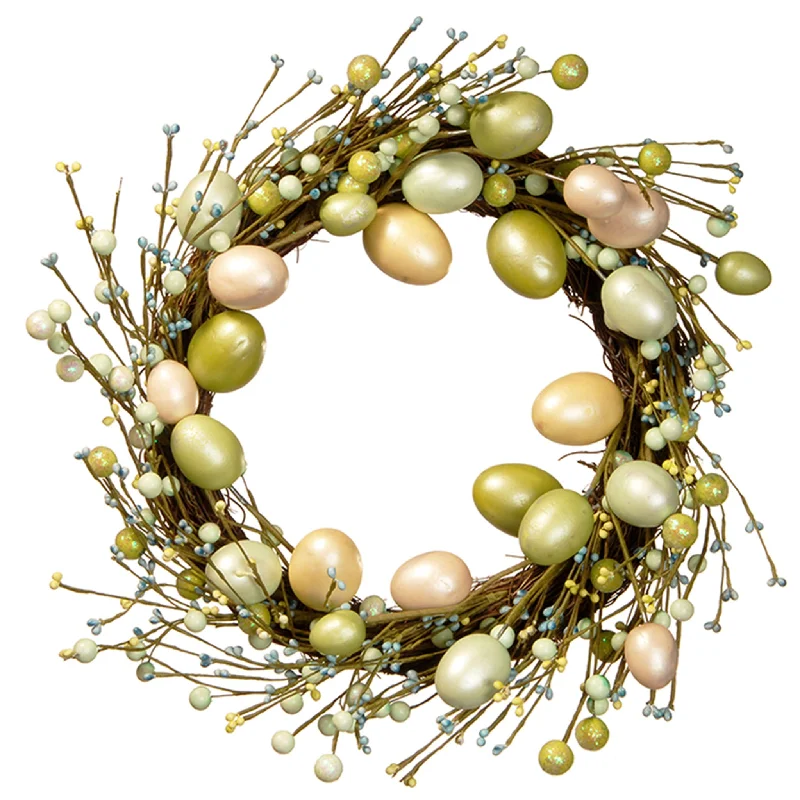 Santa Claus Artificial Hanging Wreath, Decorated With Eggs, Branches, Easter Collection, 20 Inches Santa Claus Artificial Hanging Wreath, Decorated With Eggs, Branches, Easter Collection, 20 Inches