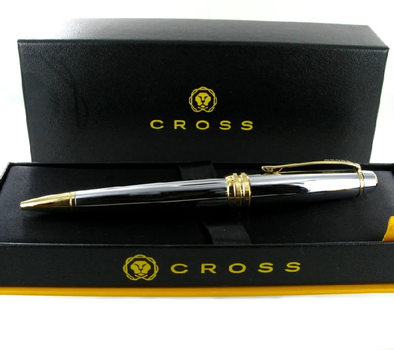 Christmas Cozy Ambience Engraved Cross AT452-6 Bailey Chrome and Gold Ballpoint Pen