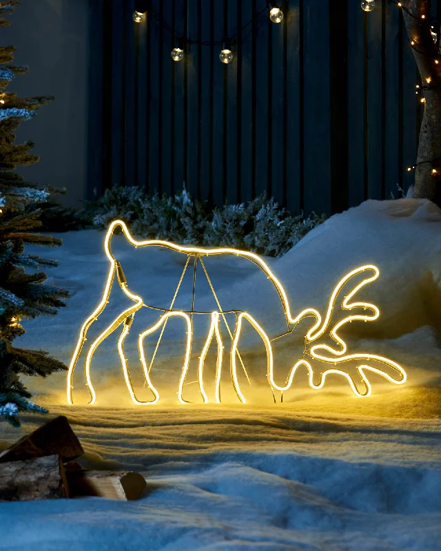 Christmas Advent Calendar Grazing Reindeer Neon Rope Light Silhouette, 82 cm
