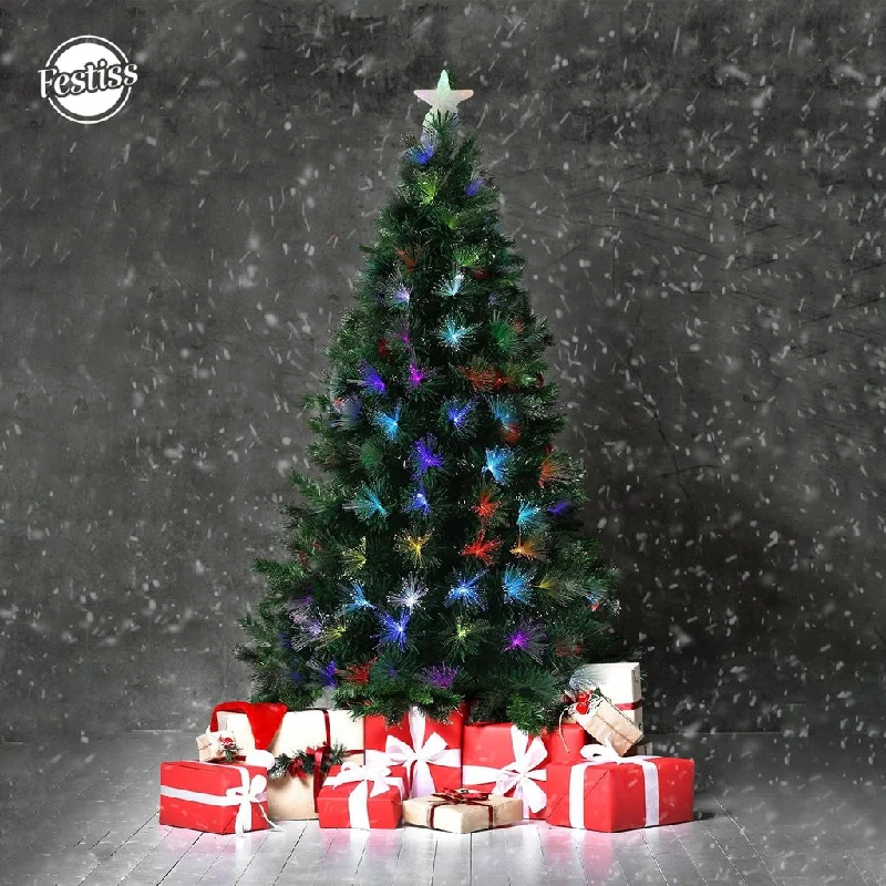 Christmas Tree Toppers 6ft 1.8m 210 Tips Fiber Optic Artificial Christmas Trees