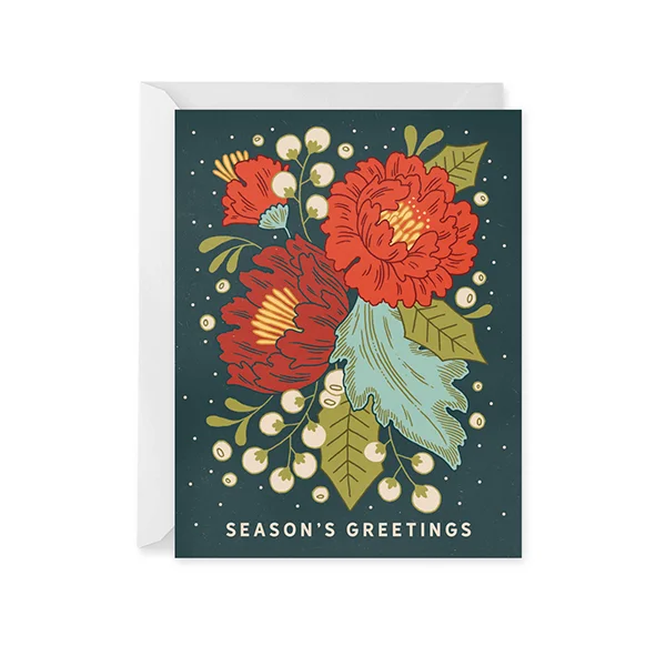 Christmas Eve Festive Florals Holiday Card