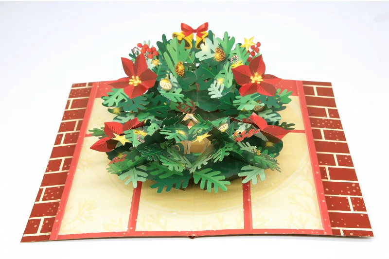 Christmas Day Festive Holiday Wreath Pop-Up Card