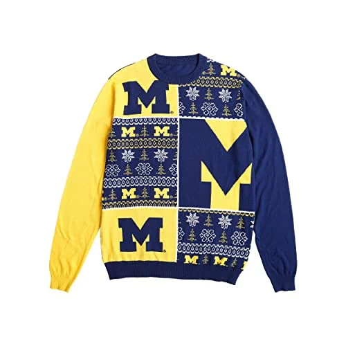 Christmas Baking Traditions FOCO Michigan Wolverines NCAA Mens Busy Block Snowfall Sweater - L