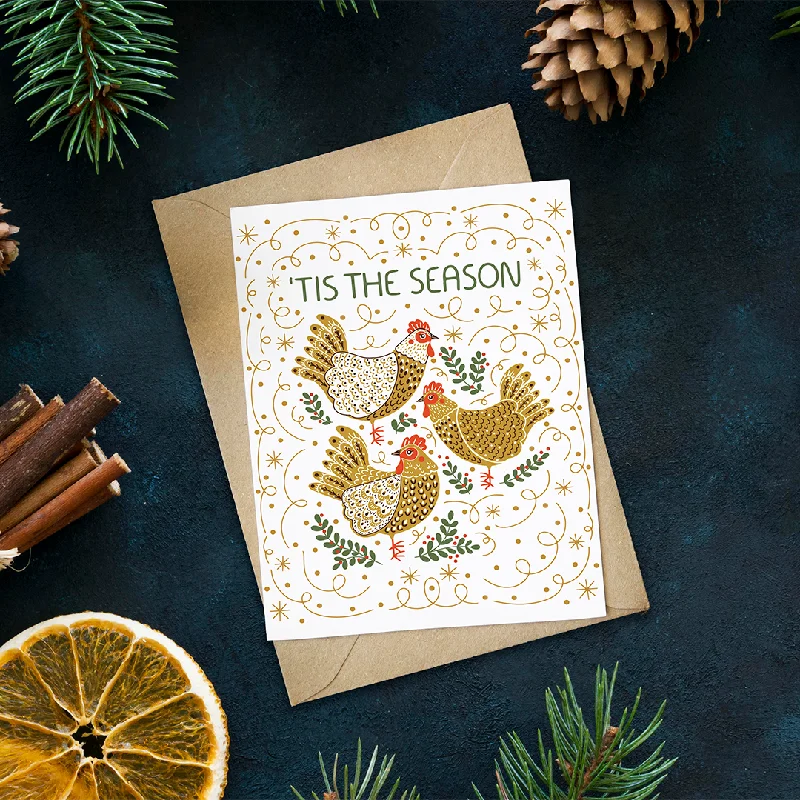 Christmas Centerpiece French Hens Card