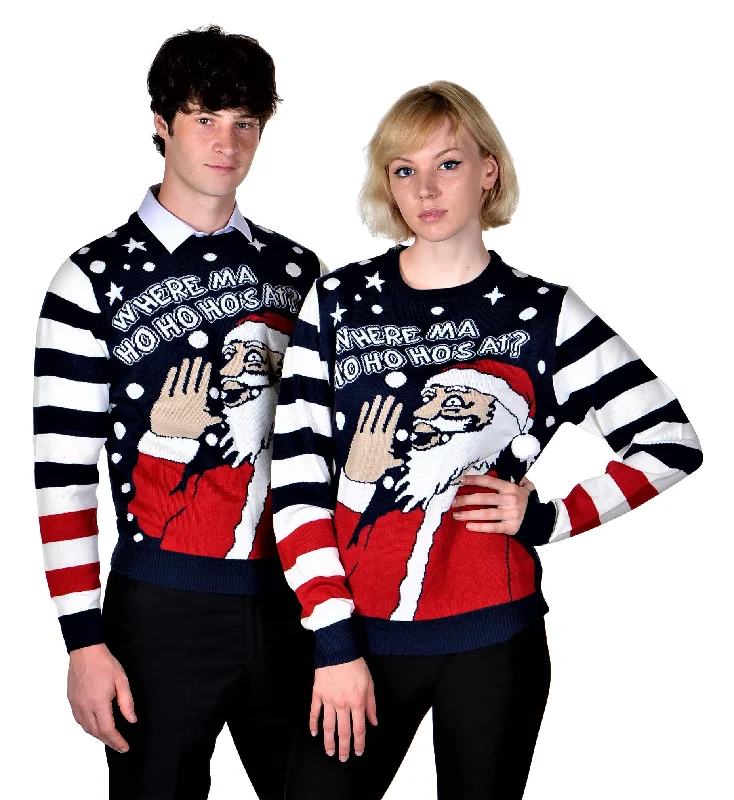 Christmas Peppermint Treats KESIS Ugly Christmas Sweater for Men and Women, Navy Blue Long Sleeve Santa Xmas Pullover