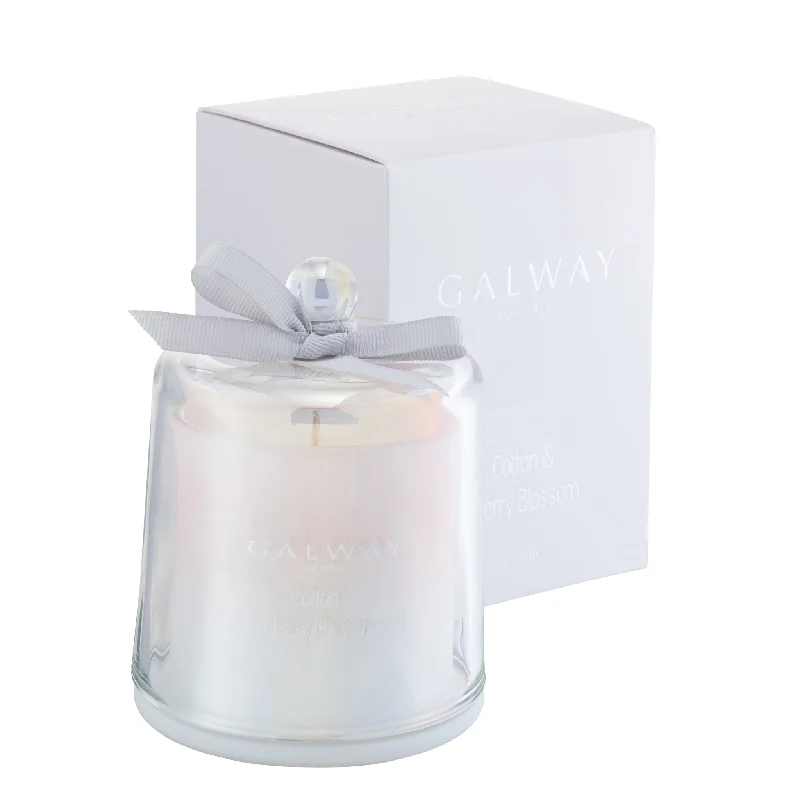 Christmas Sleigh Ride Galway Crystal Cotton & Cherry Blossom Bell Jar Candle