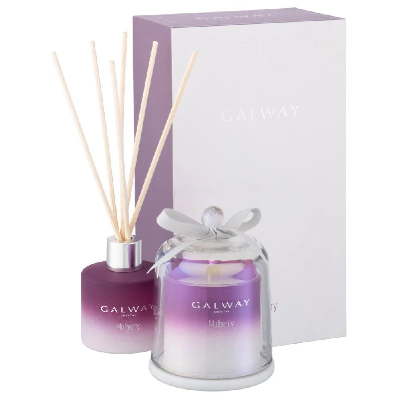 Christmas Candle Holders Galway Crystal Mulberry Gift Set