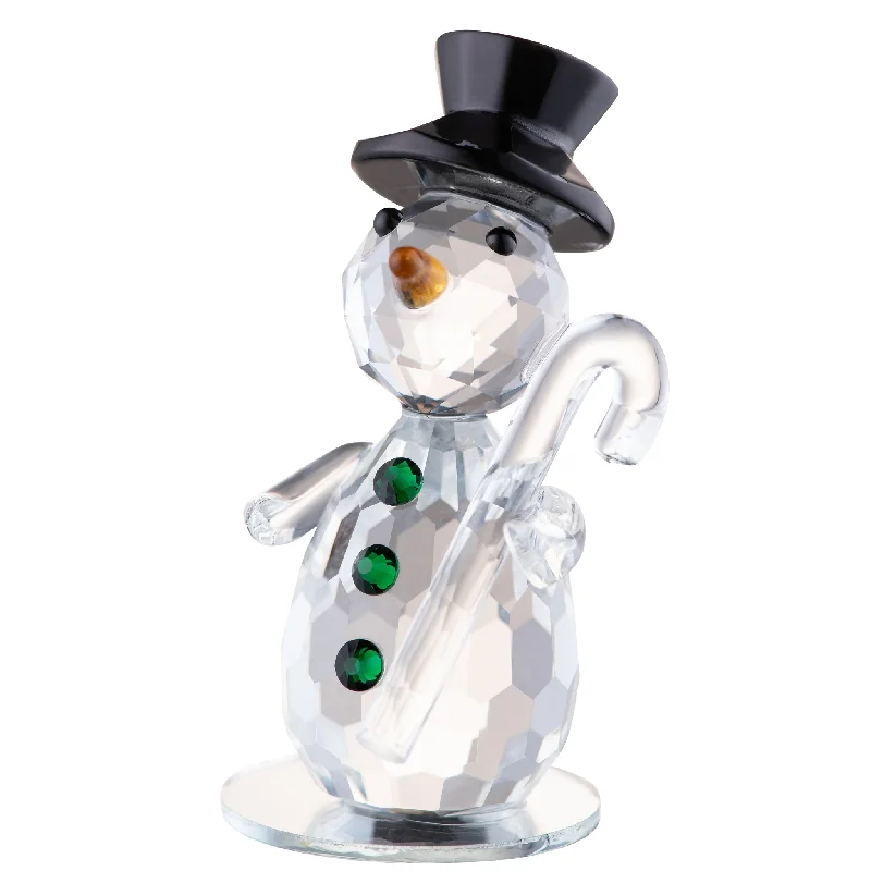 Christmas Beautiful Lights Galway Living Top Hat Snowman Crystal Figurine