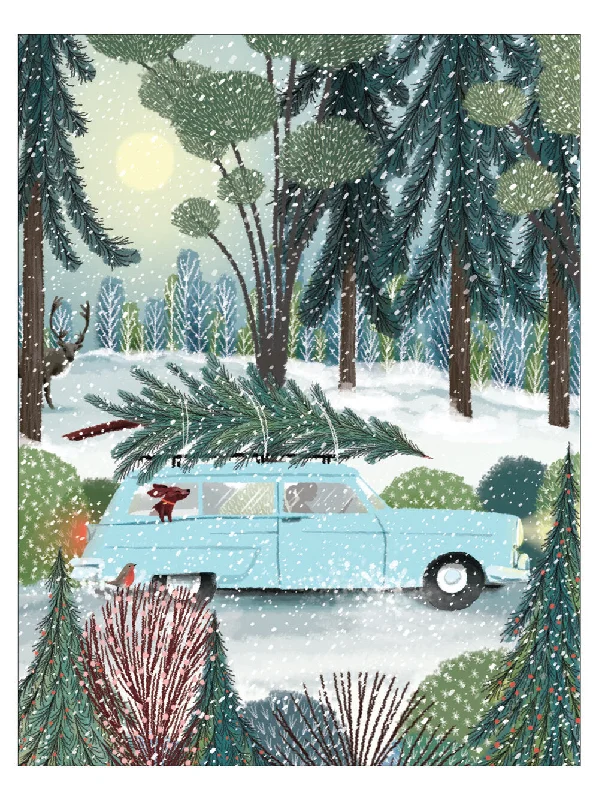 Christmas Pine Tree Getting The Tree Boxed Set of 8