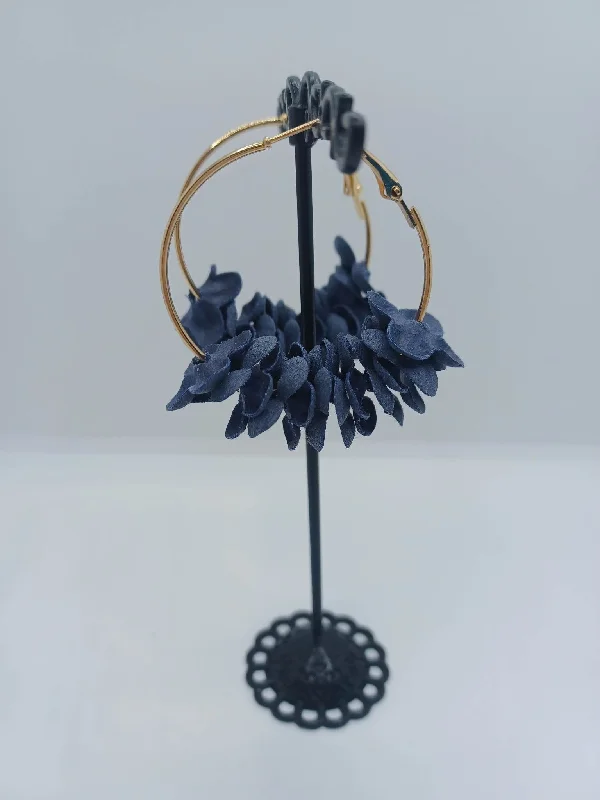 Christmas Dinner Recipes Gold Hoop Earrings w/ Blue Flowers