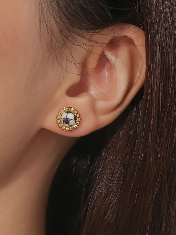 Christmas Jingle Bells Gold Soccer Earrings