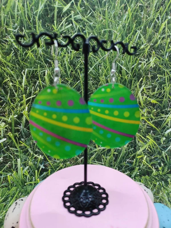 Christmas Movie Night Green Easter Egg Earrings