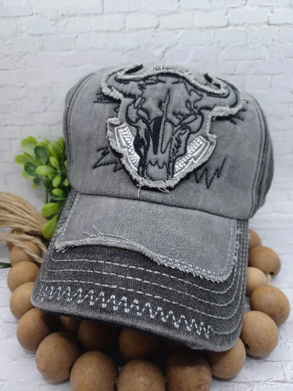 Christmas Music Grey Distressed Bull Hat