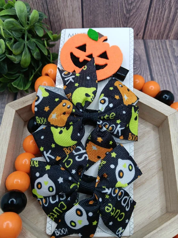 Halloween Hair Bow Set w/ Ghosts