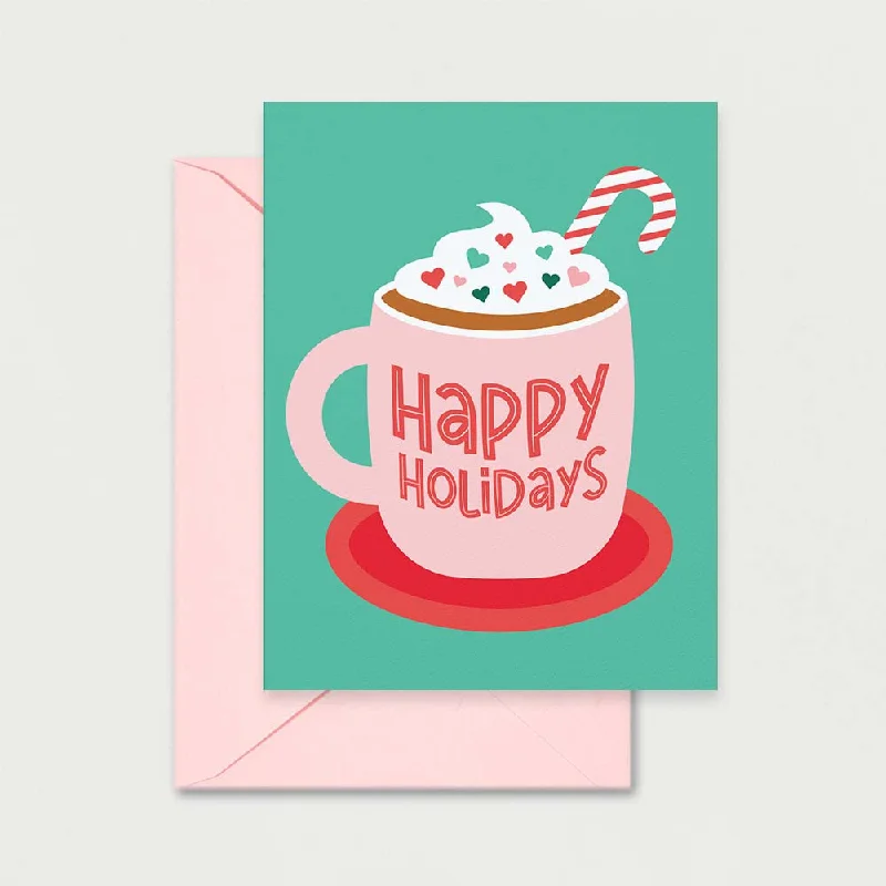 Christmas Garland Lights Happy Holidays Cocoa Greeting Card