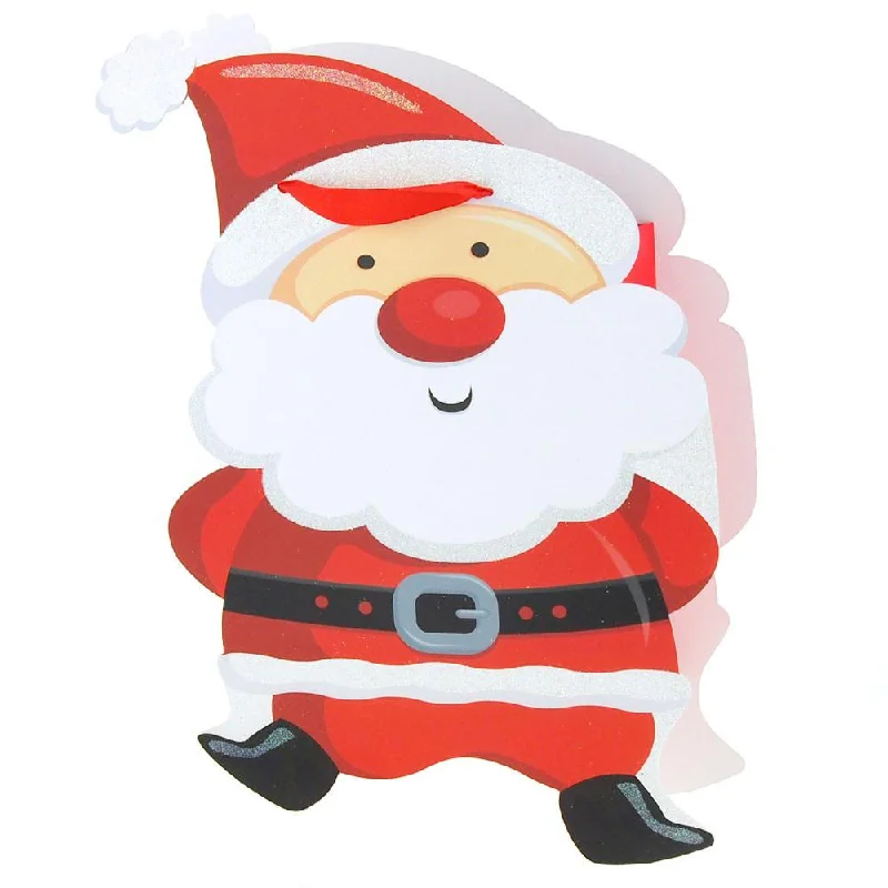 Christmas Celebration Happy Santa Christmas Glitter Gift Bag, 15-Inch