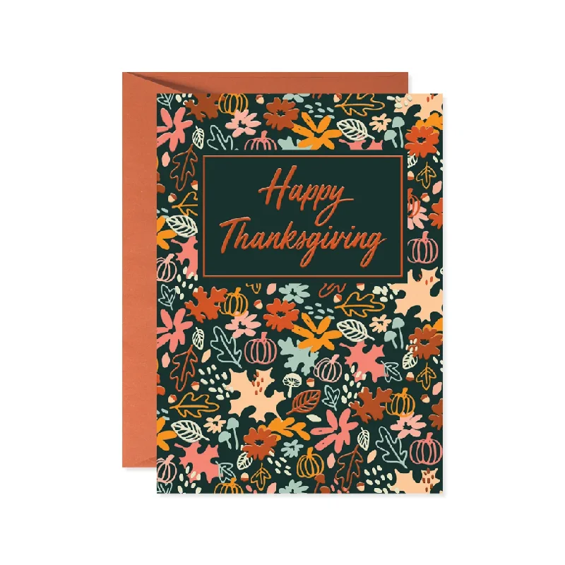 Christmas Movie Night Happy Thanksgiving Autumn Foliage Thanksgiving Card