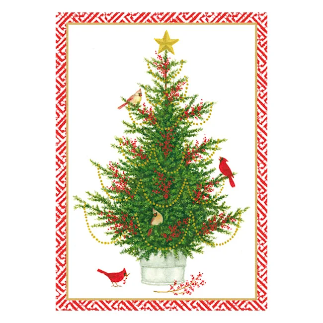 Christmas Shopping Cardinal Christmas Tree Boxed Holiday Cards