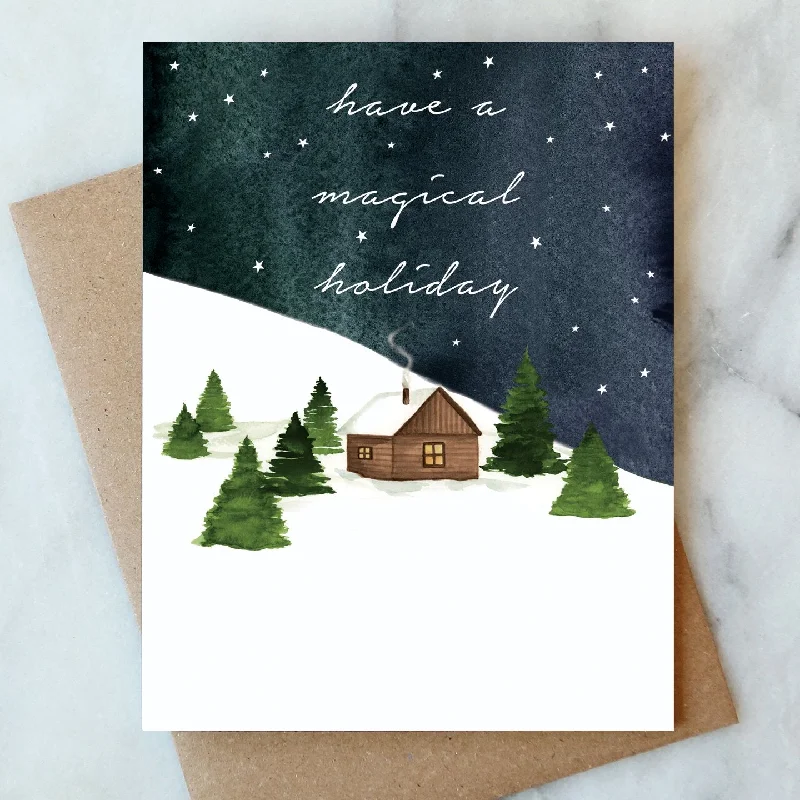 Christmas Gifts Christmas Card | Snowy Cabin Holiday