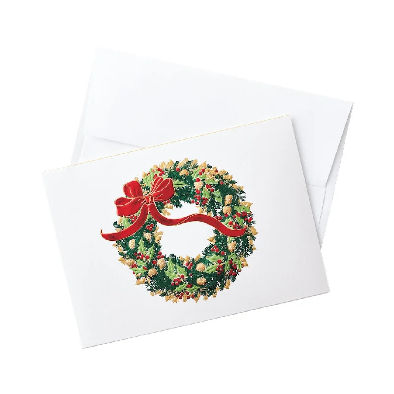 Christmas Night Leaf Wreath Holiday Note Cards, Set of 8