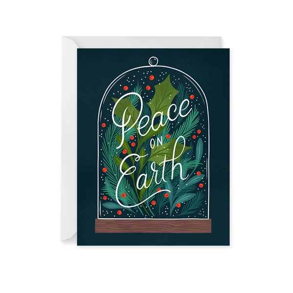 Christmas Fireplace Holiday Terrarium Card