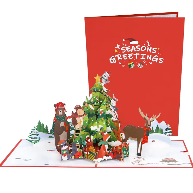 Christmas Candles Animal Holiday Tree - Lights and Sound Pop-Up Card
