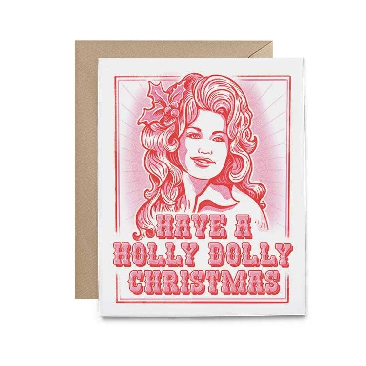 Christmas Holiday Spirit Holly Dolly Christmas Greeting Card