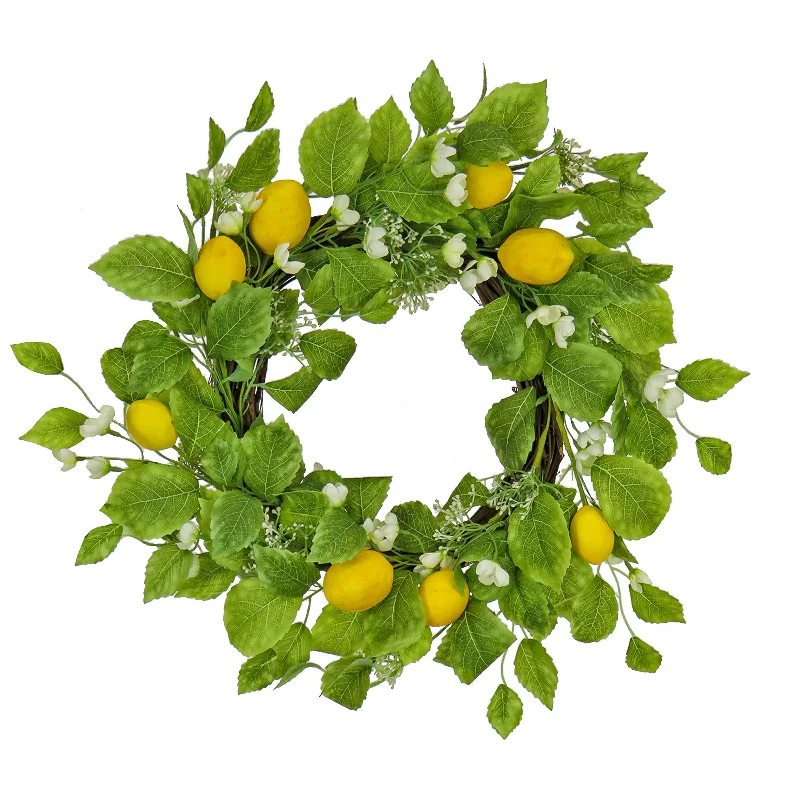 Christmas Fireplace Socks Artificial Spring Wreath, Woven Branch Base, Decorated with Lemons, Flower Blooms, Leafy Greens, Spring Collection, 22 Inches Christmas Fireplace Socks Artificial Spring Wreath, Woven Branch Base, Decorated with Lemons, Flower Blooms, Leafy Greens, Spring Collection, 22 Inches