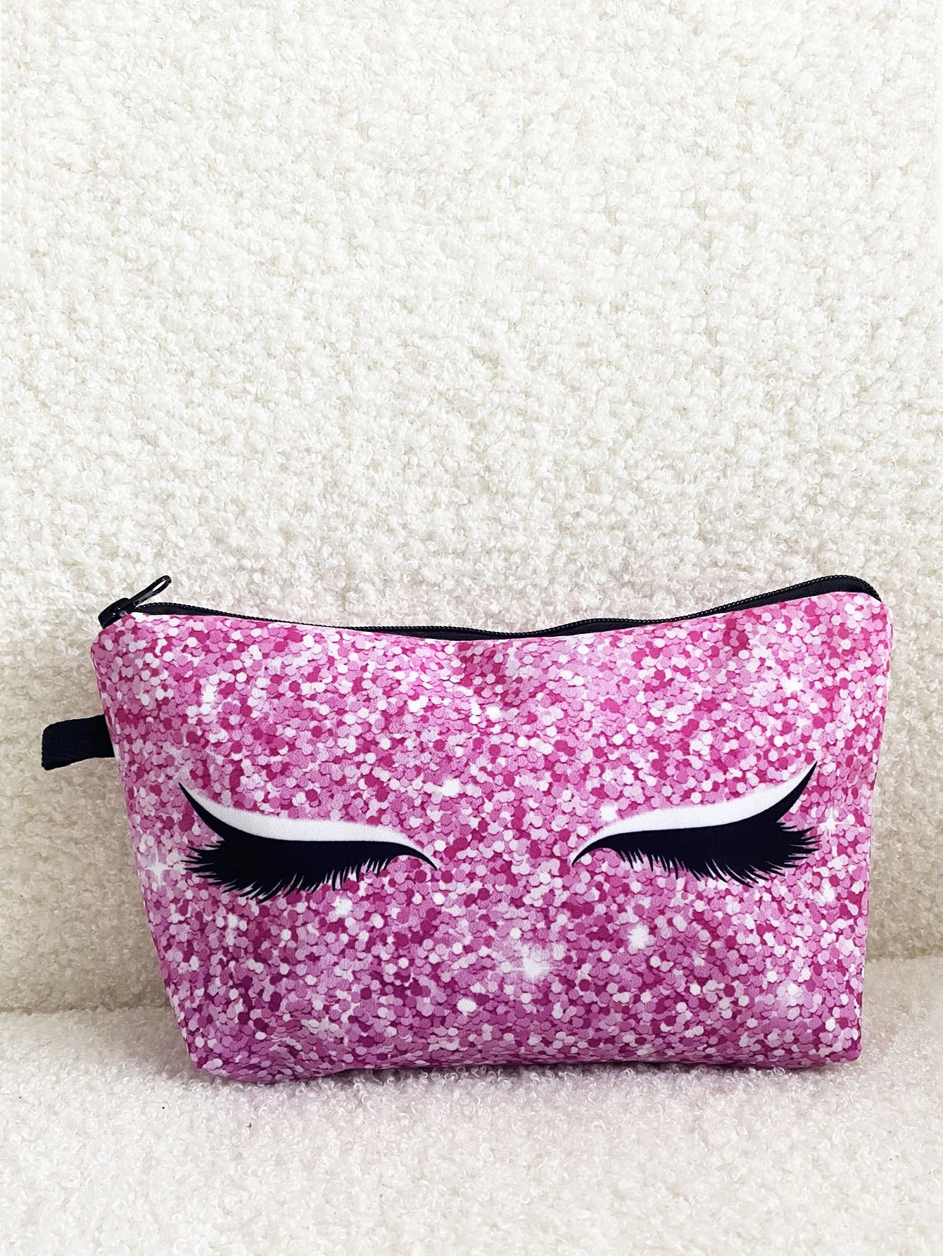 Hot Pink Eyelashes Cosmetic Bag